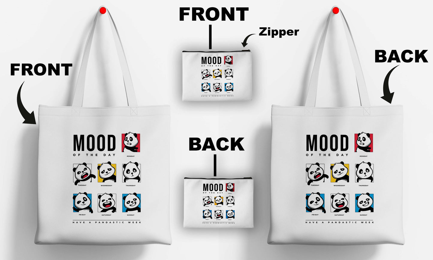 Mood Printed Design Tote Bag with Pouch Bag (14 X 16 Inches) For Shopping, College, Travel