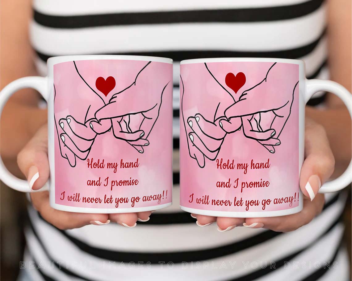 Hold My hand Printed Glossy Finished,1 Piece,330ml Ceramic Coffee Mug (330 ml)
