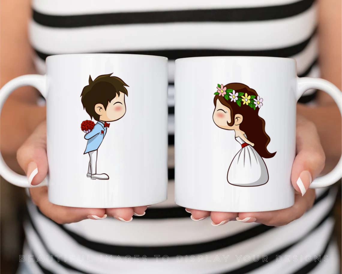 Special Cute Couple Proposing Printed Glossy Finished,1 Piece,330ml Ceramic Coffee Mug (330 ml)