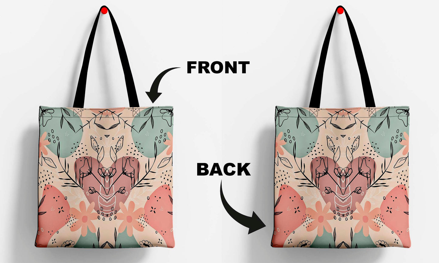 Abstract art Printed Black Handle Tote Bag (14 X 16 Inches) For Shopping, College, Travel