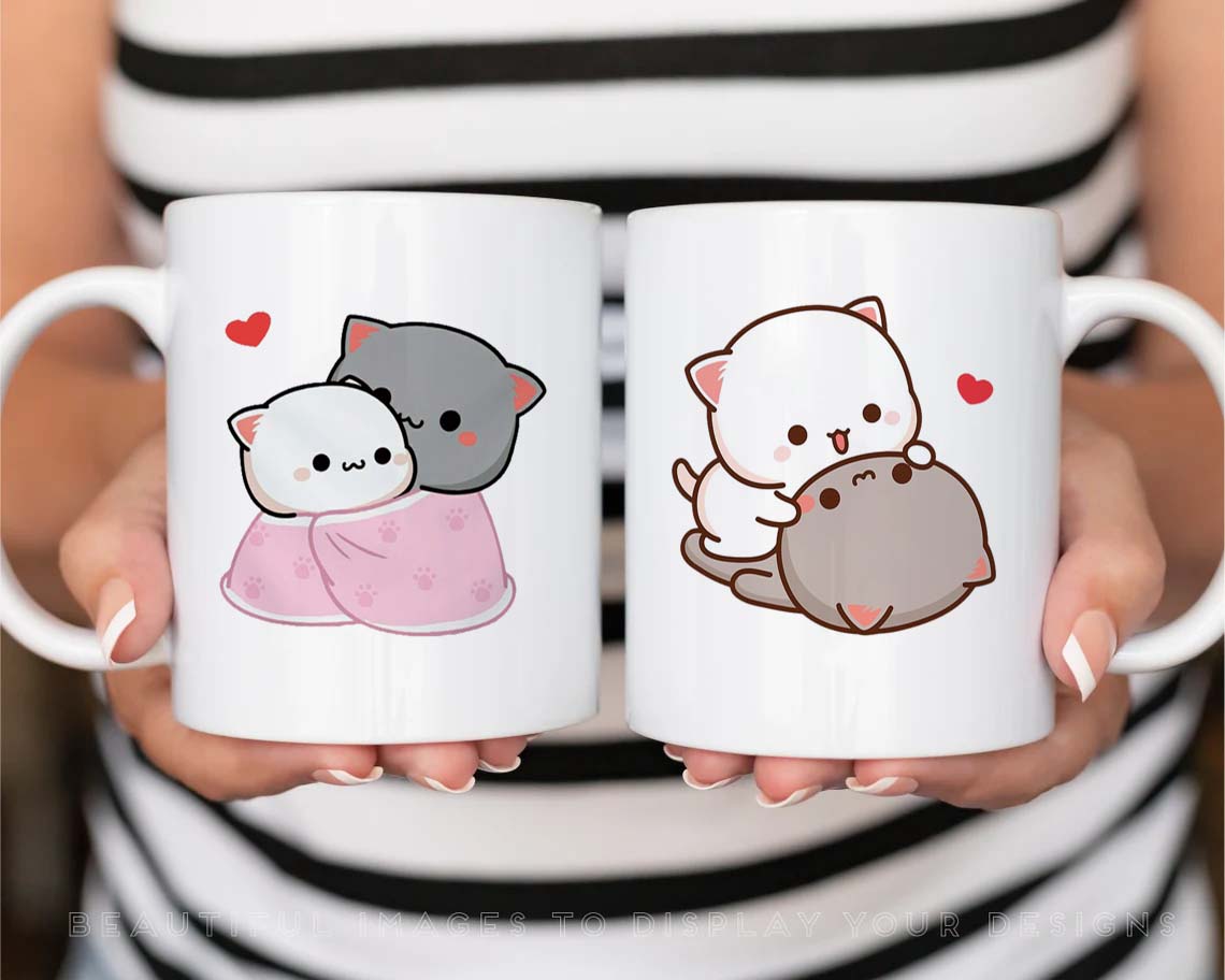 Cute Couple Printed Glossy Finished,1 Piece,330ml Ceramic Coffee Mug (330 ml)