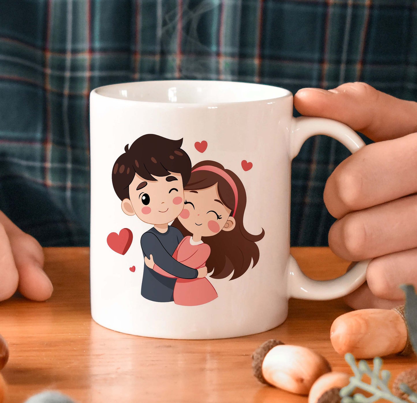 Sweet Couple Printed Glossy Finished,1 Piece,330ml Ceramic Coffee Mug (330 ml)
