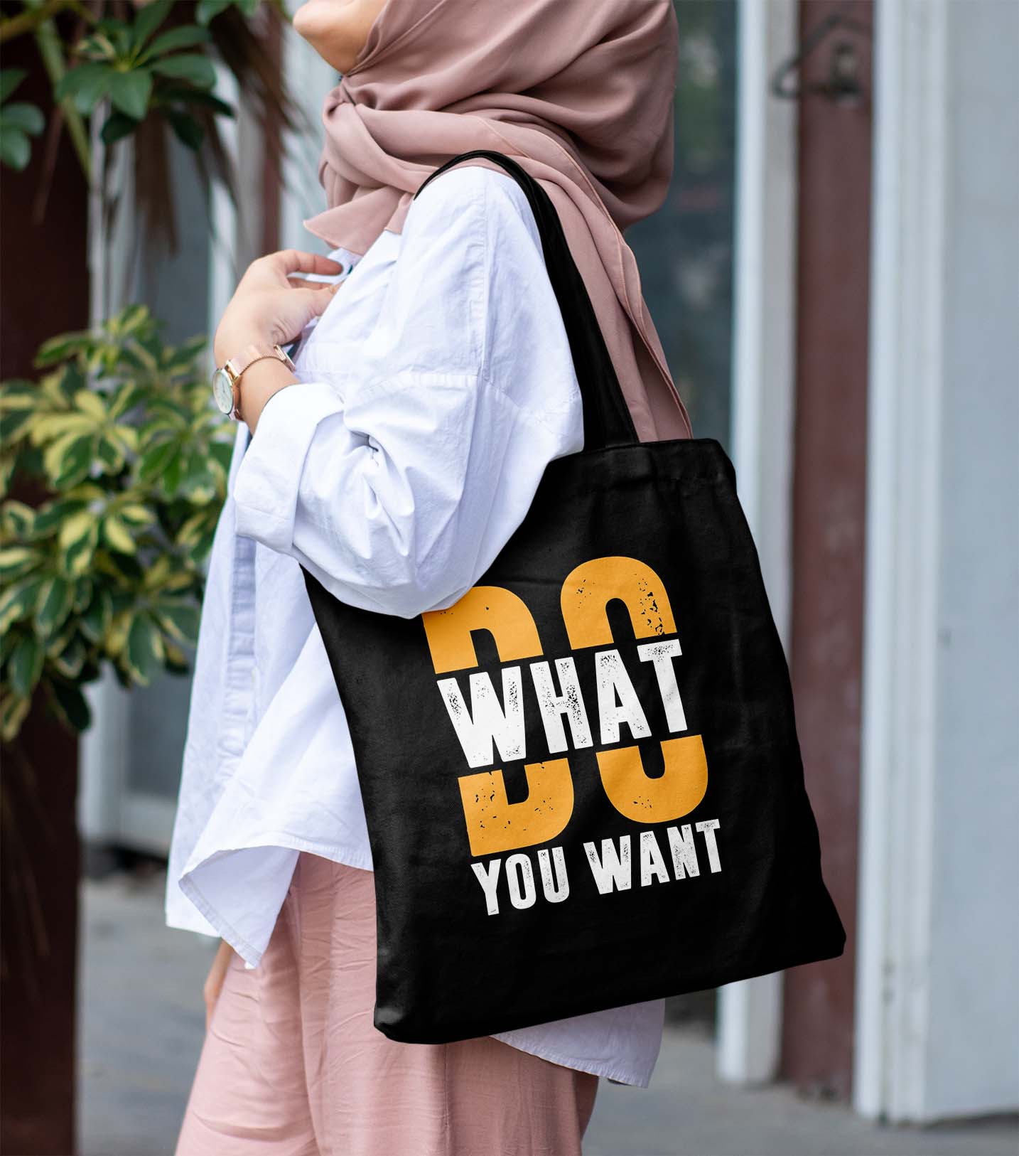 Do what u want Printed Black Tote Bag (14 X 16 Inches) For Shopping, College, Travel (Copy)