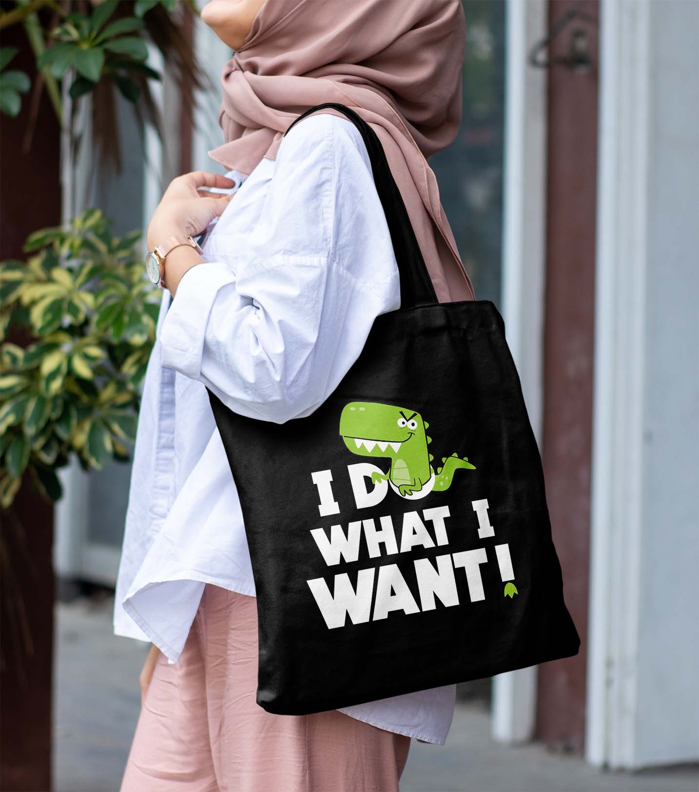 I Do What i want Printed Black Tote Bag (14 X 16 Inches) For Shopping, College, Travel