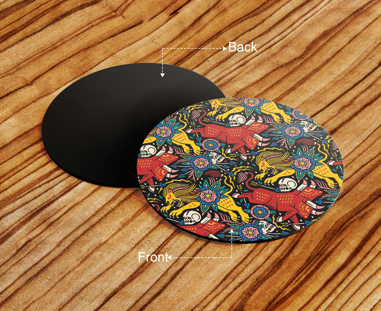 Vivid Animals Art pattern Design Full Black 330 ml Coffee Mug with Coaster