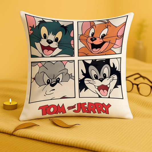 Tom And Jerry Design Cushion (12x12 inches) Pack of 1