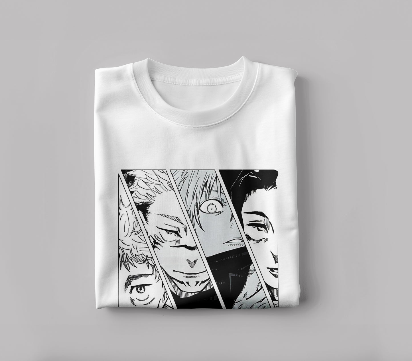 Jujutsu kaisen anime design Printed White Round Neck Polyester T Shirt for Mens and woman's