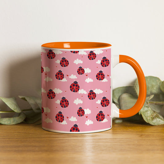 Ladybug pattern design Orange Handle 330 ml Coffee Mug