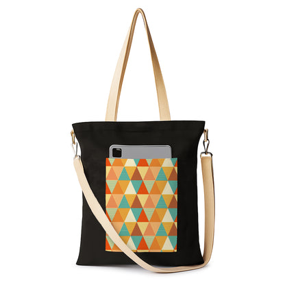 Abstract Triangle Women's Girls Cross Body Sling Bag with Extra Front Pocket, College Bag for Girls, Tote Bag for Shopping,Travel