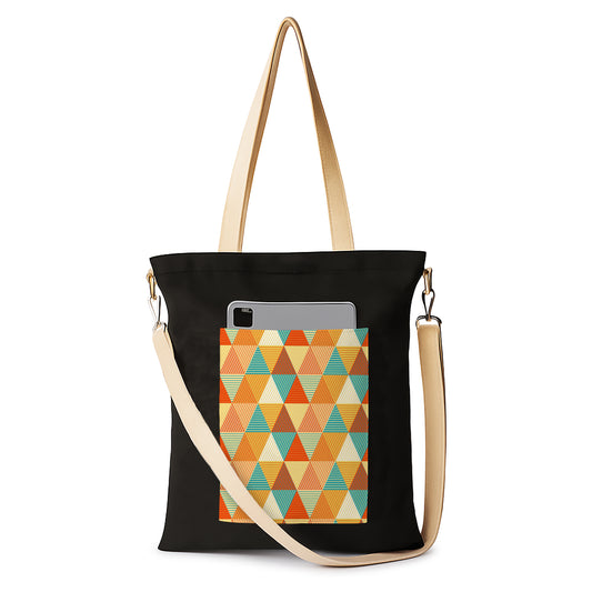 Abstract Triangle Women's Girls Cross Body Sling Bag with Extra Front Pocket, College Bag for Girls, Tote Bag for Shopping,Travel