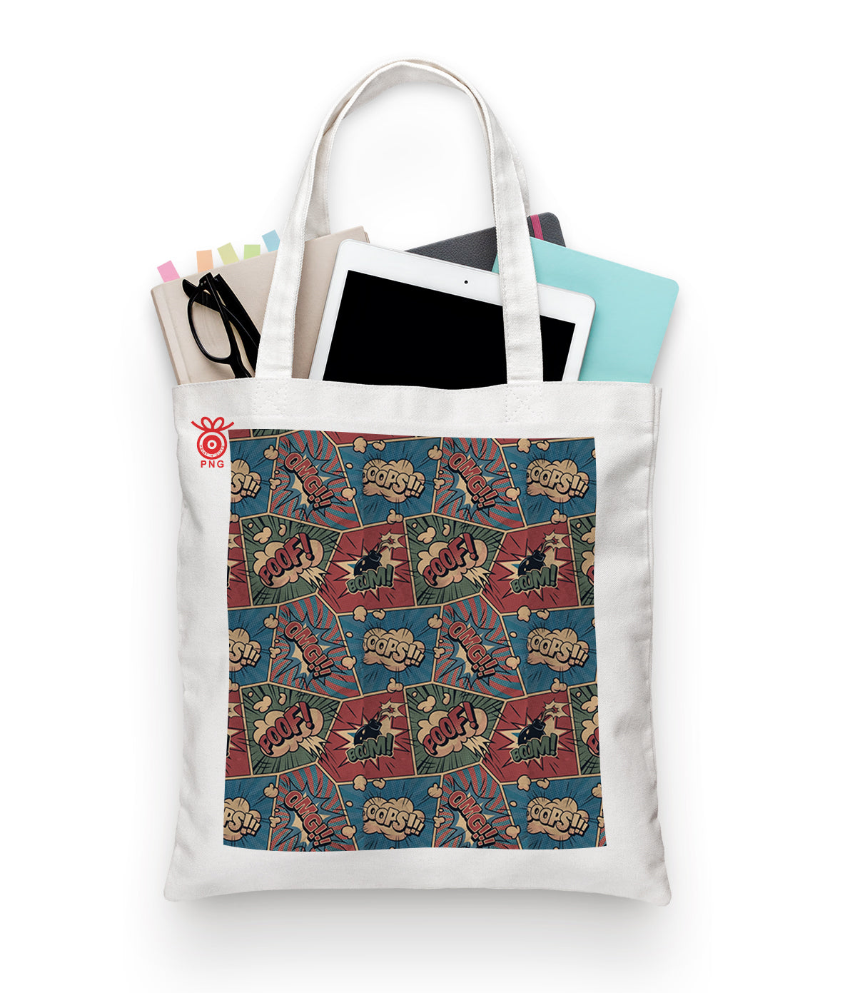 Comic Bubbles Seamless Design Tote Bag (14 X 16 Inches) For Shopping, College, Travel