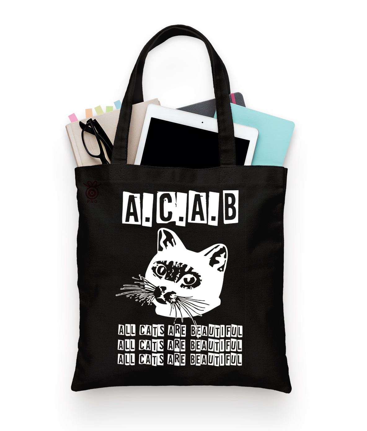 All Cats are Beautiful text  Design Tote Bag (14 X 16 Inches) For Shopping, College, Travel