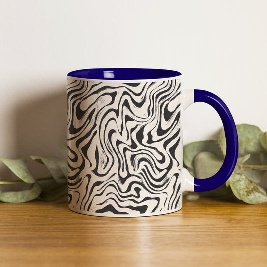 Curated pattern design Pattern Dark Blue Handle 330 ml Coffee Mug