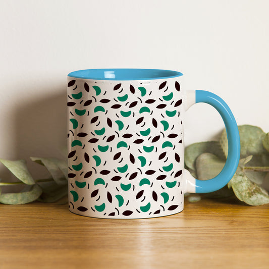 Vector leaves pattern design (2) Pattern Sky Blue Handle 330 ml Coffee Mug