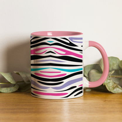 Colorful Tiger Skin with Waving effect Pattern Lite Pink Handle 330 ml Coffee Mug