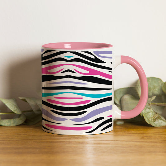 Colorful Tiger Skin with Waving effect Pattern Lite Pink Handle 330 ml Coffee Mug