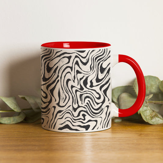 Sophisticated Curated Pattern Red Handle 330 ml Coffee Mug