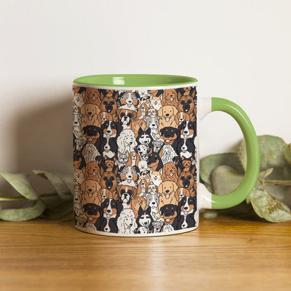 Dog breeds illustration design Pattern Lite Green Handle 330 ml Coffee Mug