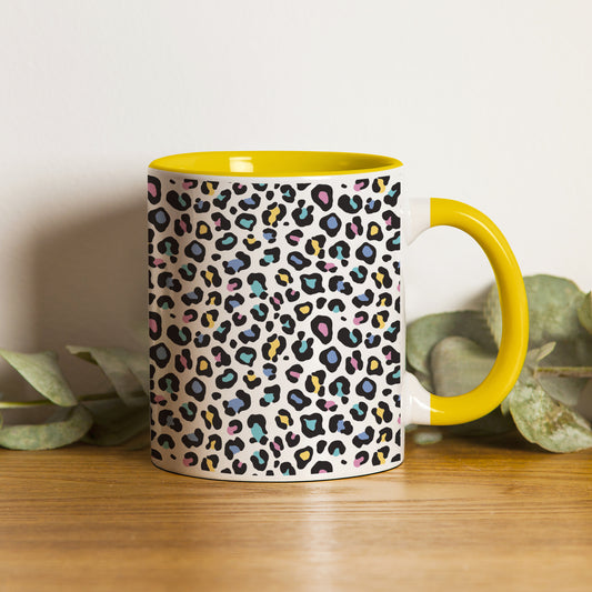 Colorfull Vector leopard animal motif vector seamless pattern design Pattern Yellow Handle 330 ml Coffee Mug
