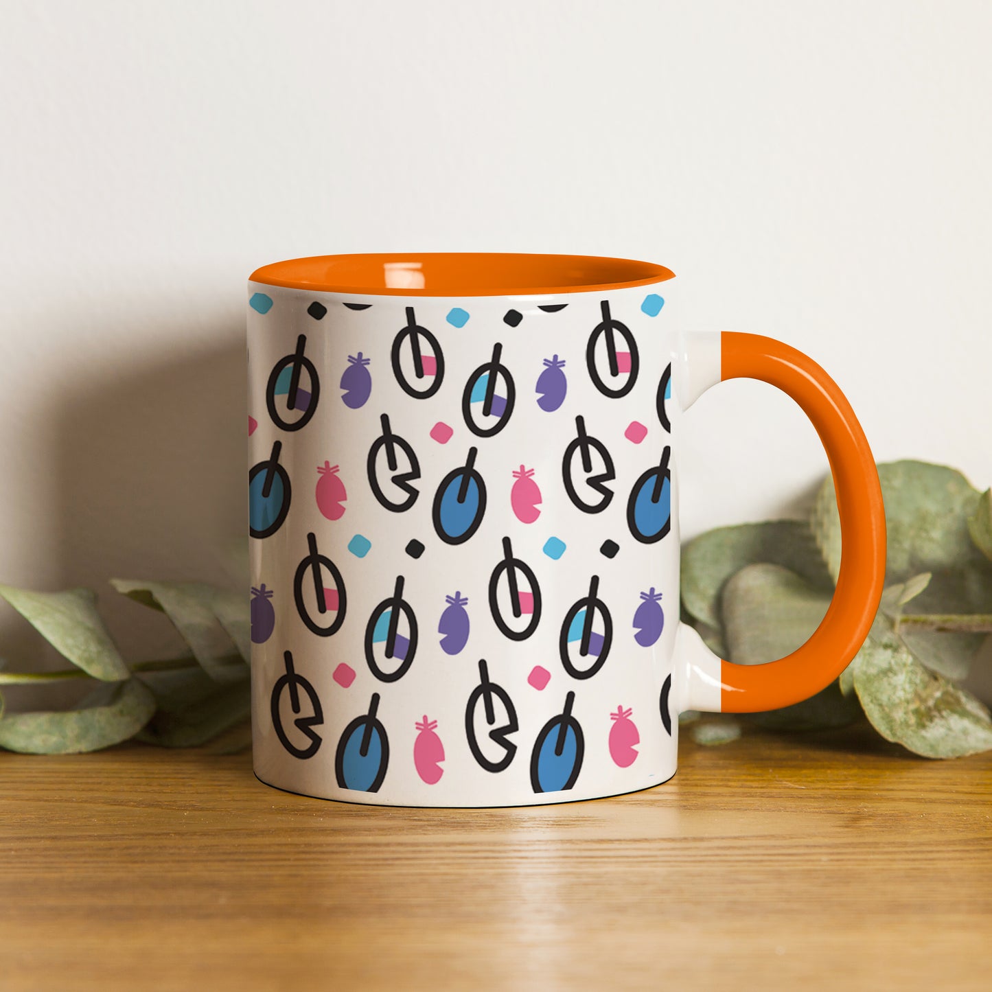 Vector leaves pattern design Orange Handle 330 ml Coffee Mug