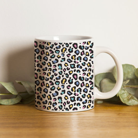Color full Vector leopard animal motif vector seamless pattern design White 330 ml Coffee Mug