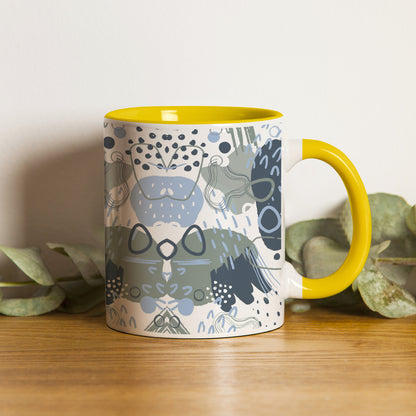 Hand art design Pattern Yellow Handle 330 ml Coffee Mug