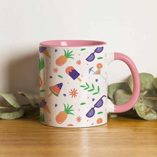 Vector Summer pattern design Pattern Lite Pink Handle 330 ml Coffee Mug