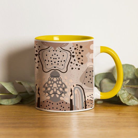 Abstract drawing design Pattern Yellow Handle 330 ml Coffee Mug