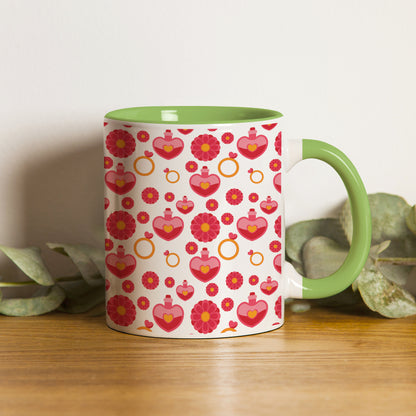 red seamless love element pattern designPattern Lite Green Handle 330 ml Coffee Mug