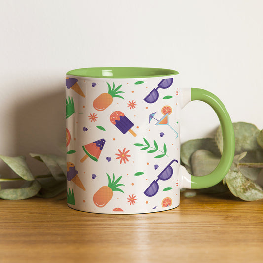 vector Summer pattern design pattern design Pattern Lite Green Handle 330 ml Coffee Mug