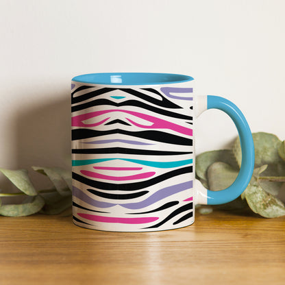 Colorful Tiger Skin with Waving effect design pattern Sky Blue Handle 330 ml Coffee Mug