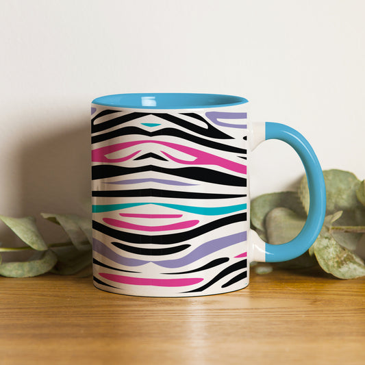 Colorful Tiger Skin with Waving effect design pattern Sky Blue Handle 330 ml Coffee Mug