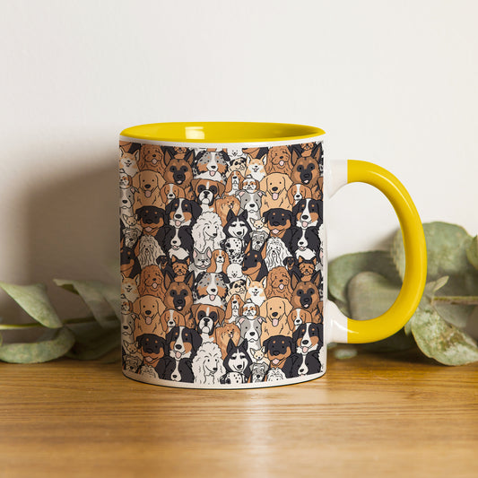 Dog breeds illustration design Pattern Yellow Handle 330 ml Coffee Mug
