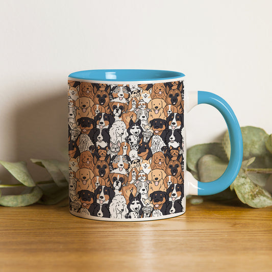 Dog breeds illustration design Pattern Sky Blue Handle 330 ml Coffee Mug