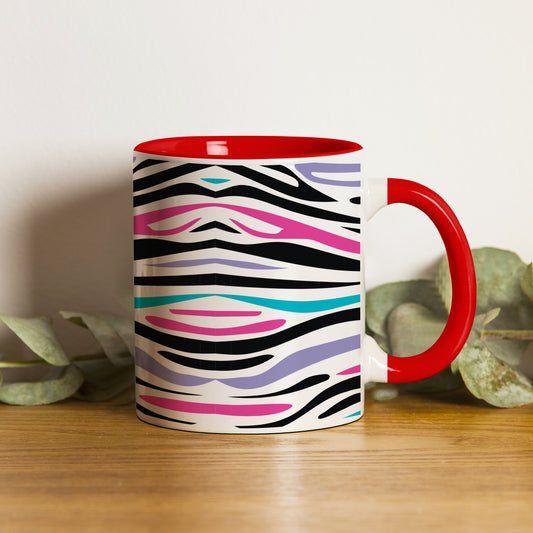 Colorful Tiger Skin with Waving effect Red Handle 330 ml Coffee Mug