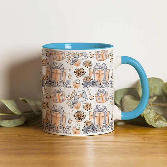 Gift box pattern design  Pattern Sky Blue Handle 330 ml Coffee Mug
