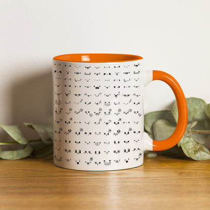Kawaii faces doodle art design Orange Handle 330 ml Coffee Mug