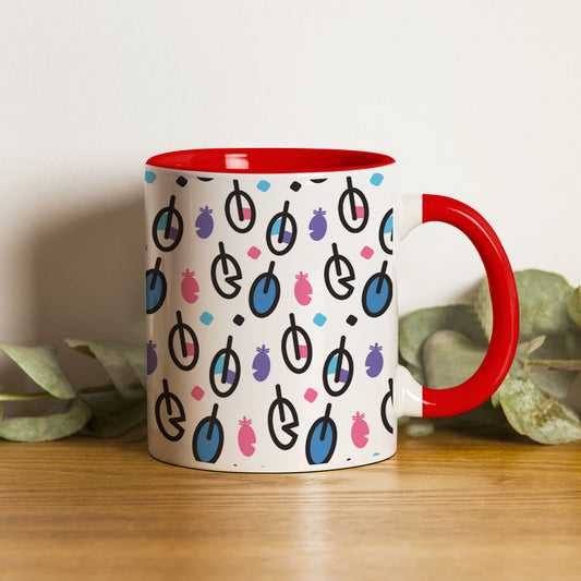 Vector leaves pattern design Red Handle 330 ml Coffee Mug