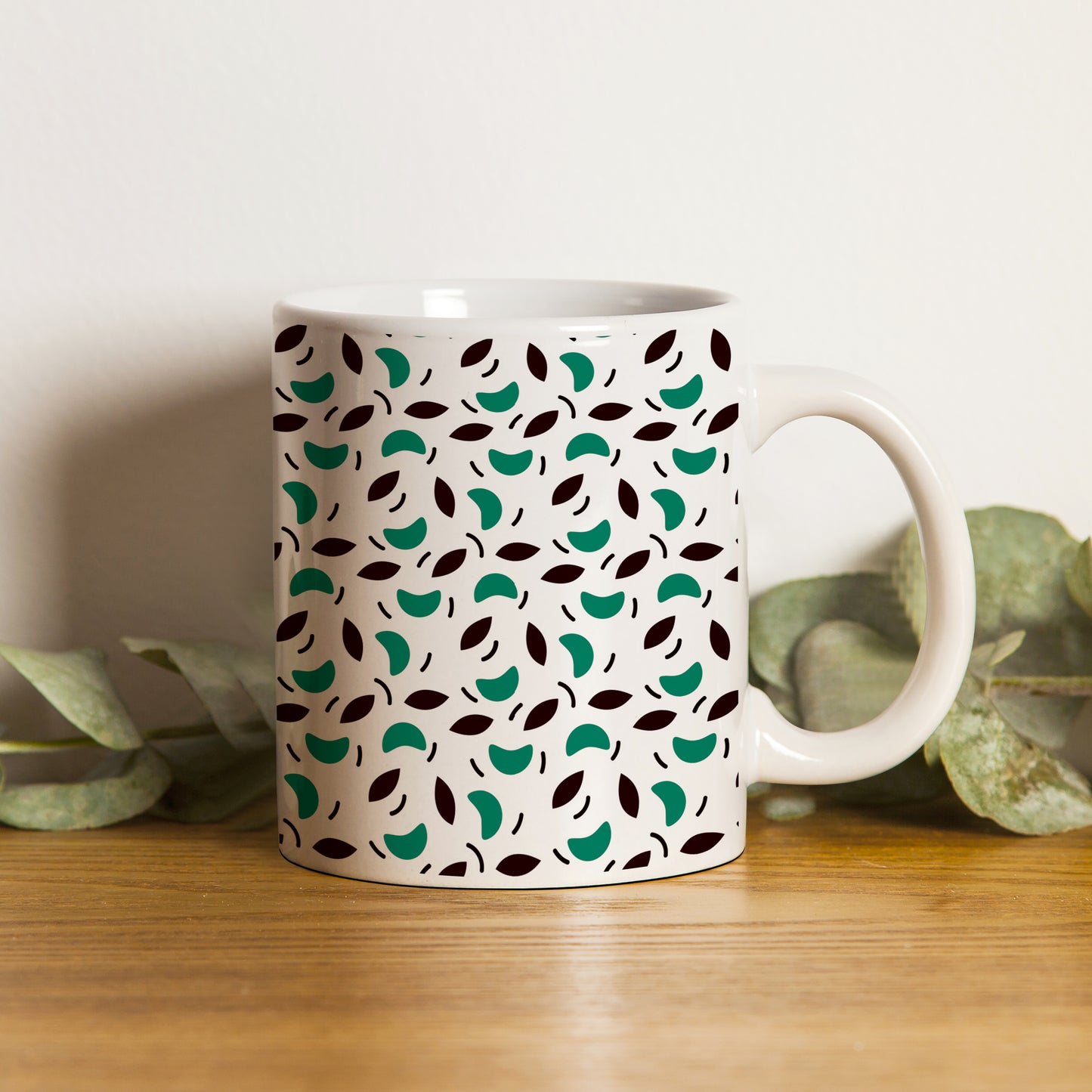 Vector leaves pattern design (2) White 330 ml Coffee Mug
