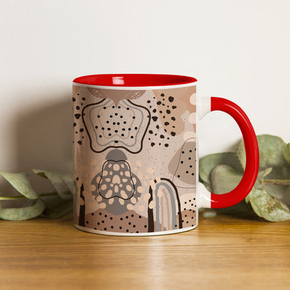Aesthetic Flower Design Red Handle 330 ml Coffee Mug