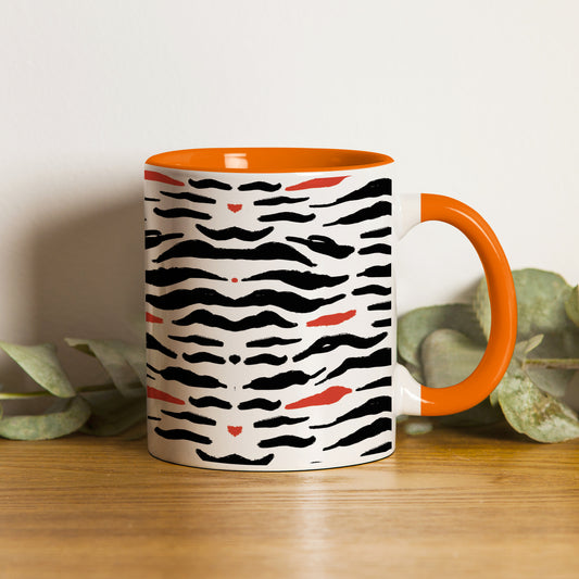 Tiger skin pattern design Orange Handle 330 ml Coffee Mug