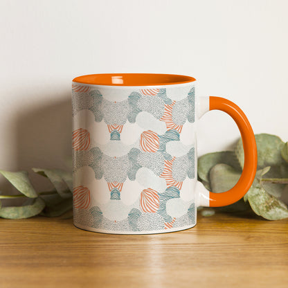 Colorfull hand drawing pattern design Orange Handle 330 ml Coffee Mug