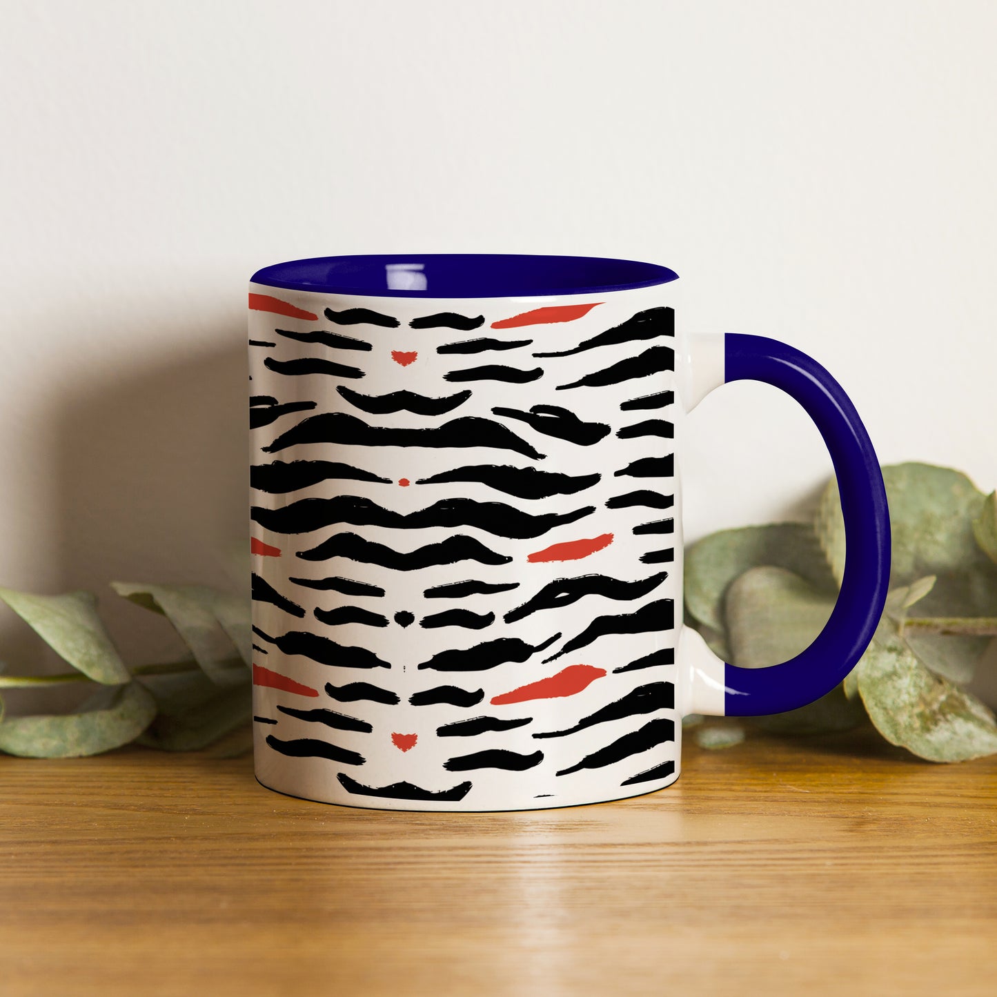 Tiger skin pattern design Pattern Dark Blue Handle 330 ml Coffee Mug