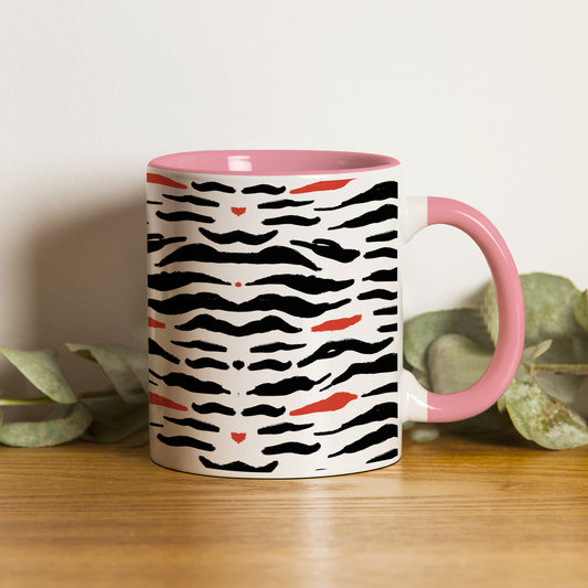 Tiger skin pattern design Pattern Lite Pink Handle 330 ml Coffee Mug