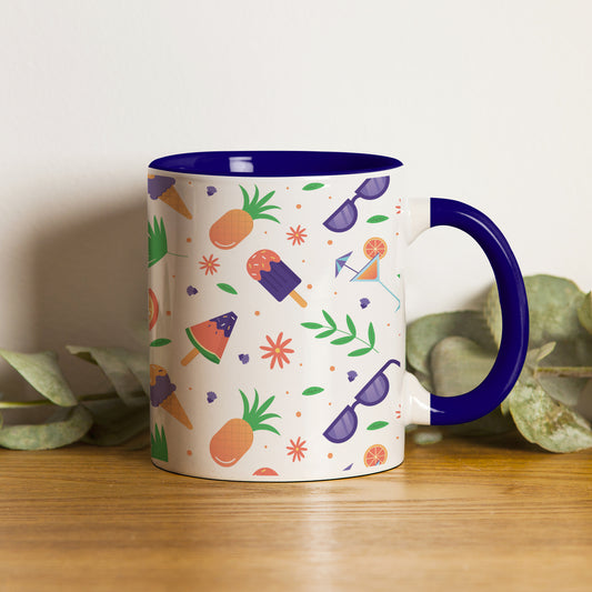 Vector Summer pattern design Pattern Dark Blue Handle 330 ml Coffee Mug
