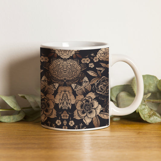 Gold flowers design White 330 ml Coffee Mug
