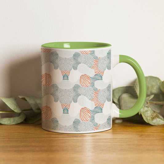 colorfull hand drawing design Pattern Lite Green Handle 330 ml Coffee Mug