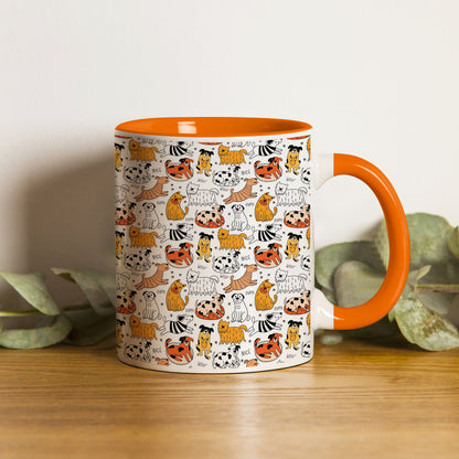 Dog breeds vector leaves pattern  design Orange Handle 330 ml Coffee Mug