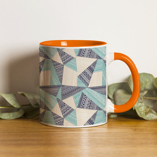 Triangle seamless pattern in patchwork style design Orange Handle 330 ml Coffee Mug