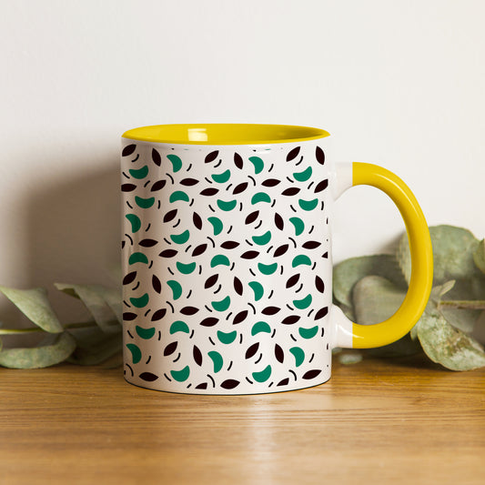 vector leaves pattern design (2) Pattern Yellow Handle 330 ml Coffee Mug